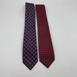 Robert Jensen 100% Silk Hand-Sewn Tie Bundle Purple & Red Made In Italy